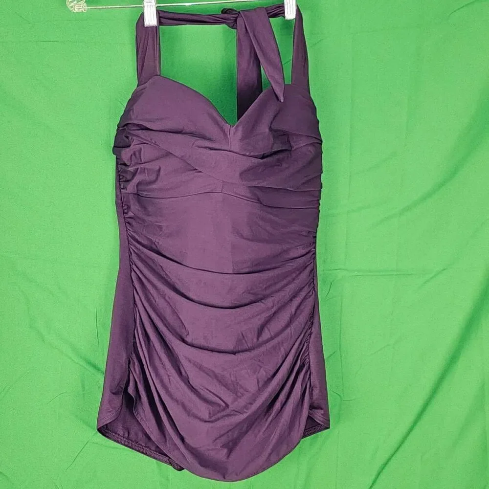 Miraclesuit Womens Purple One Piece Swimsuit 14‎ Large